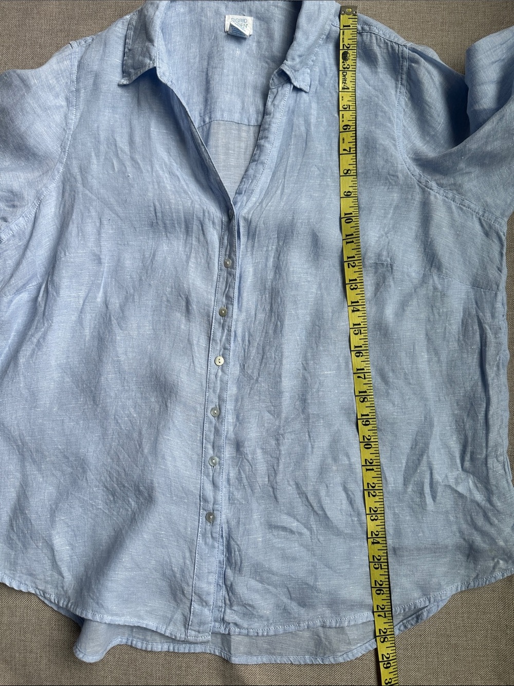 Sigrid Olsen LinenLlight Blue Button-up Shirt Size 1X Long Adjustable Sleeves - Picture 10 of 11